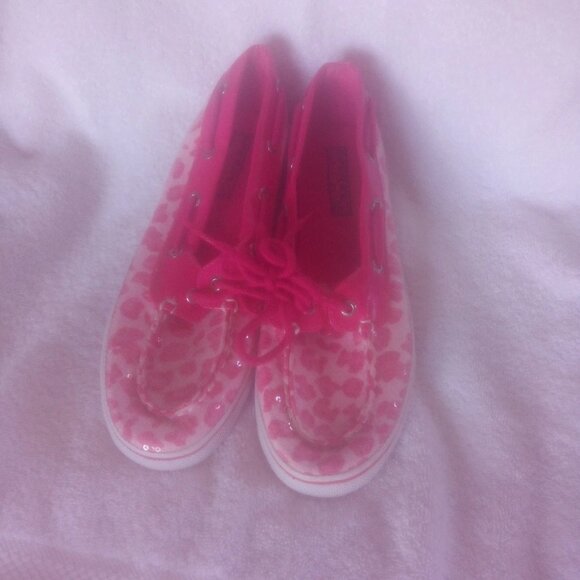 Sperry Top Siders Women's Pink Sequin Slip On Shoes Size 5 - Picture 1 of 7